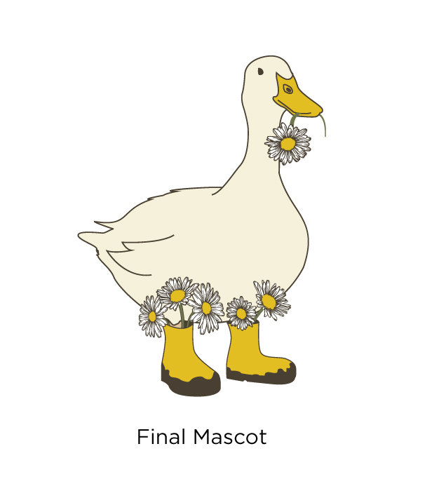 Logo Design Flower Farm Peking Duck Mascot Petals & Pistils Brand Identity Graphic Design Mascot Logo